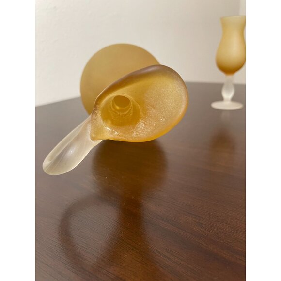 Vintage MCM Italian Empoli Carlo Moretti Satinato Frosted Amber Glass Decanter S - Picture 8 of 9